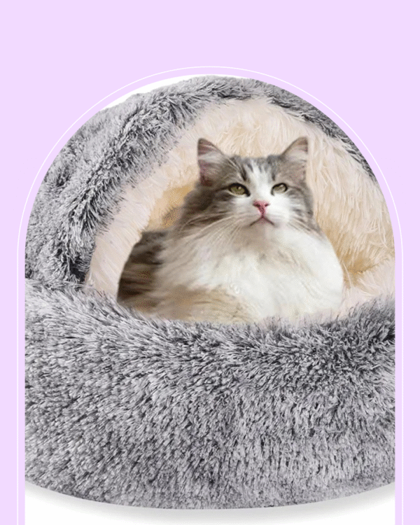 HYQ Small Dog Bed with Cover Cave, Cat Beds for Indoor Cats Washable, Cozy Cat Cave Bed, Round Puppy Bed with Hooded Cover, Dog Beds for Small Dogs with Anti-Slip Bottom (Grey, 20×20 Inch) - Image 1